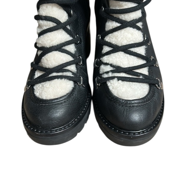 Mark Fisher,boots,sheep fur,Black leather biker wm sz 7.5 chunky heel,platform - Picture 7 of 15